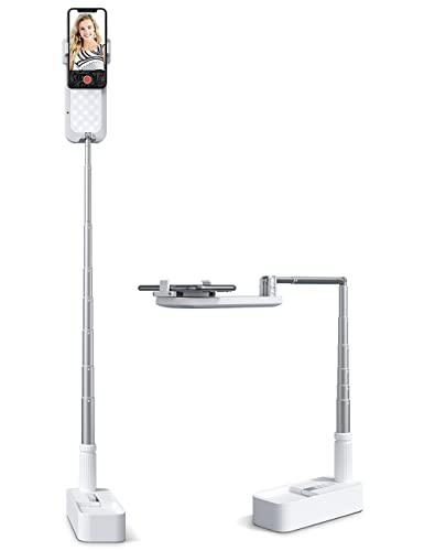 Viozon Extendable Selfie Stand 360° Rotation with Phone Holder, Rechargeable Wireless Foldable 7 Brightness LED Light for Live Streaming/YouTube/Tiktok/Video Recording/Photography/Reading (AP- V6W) - White
