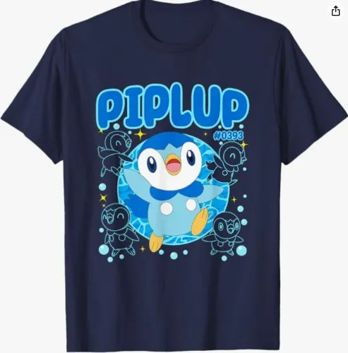 Pokémon Cute Happy Piplup #0393 Collage Big Chest Poster T-Shirt