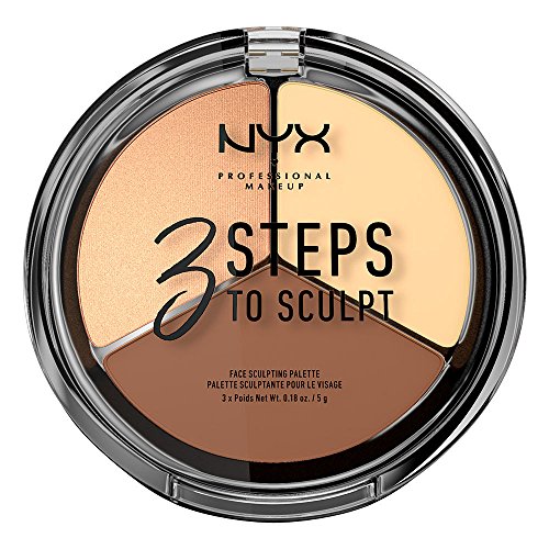 NYX PROFESSIONAL MAKEUP 3 Steps to Sculpt, Face Sculpting Contour Palette - Light - Light - 0.54 Ounce (Pack of 1)