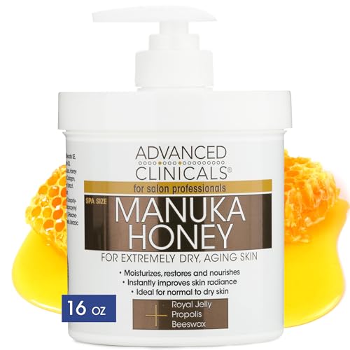 Advanced Clinicals Manuka Honey Cream Face Moisturizer & Body Butter For Dry Skin | Firming & Hydrating Miracle Balm Skin Care Moisturizing Lotion For Women, Wrinkles, & Sun Damaged Skin, 16Oz - 1 Pound (Pack of 1) - Manuka Honey Body Cream