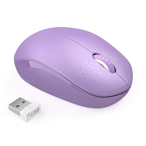 seenda Wireless Mouse, 2.4G Noiseless Mouse with USB Receiver Portable Computer Mice Cordless Mouse for PC, Tablet, Laptop - Purple - Purple