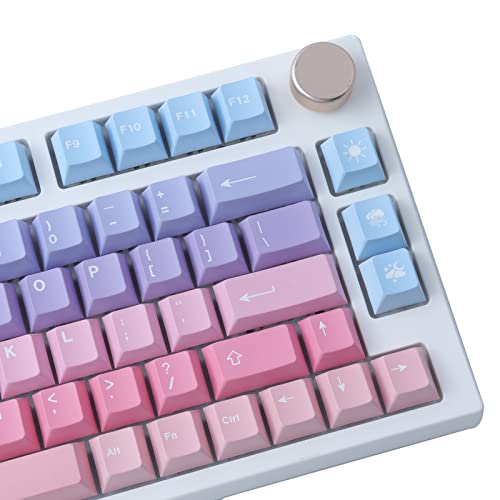 JOMKIZ PBT Keycaps, 129 Keys Dye Sublimation Cherry Profile Keycaps with 6.25U Spacebar Colorful Clouds Keycap Set for Cherry MX Switches ISO/ANSI Layout Mechanical Keyboards - Colorful clouds