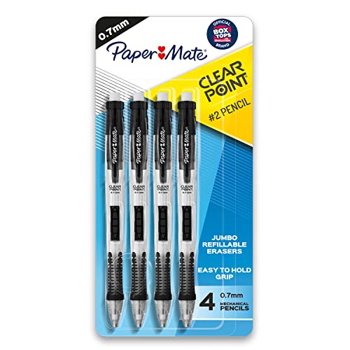 Paper Mate Clearpoint Mechanical Pencils, 0.7mm, HB 2, Black Barrels, 4 Count - 4 Count Black