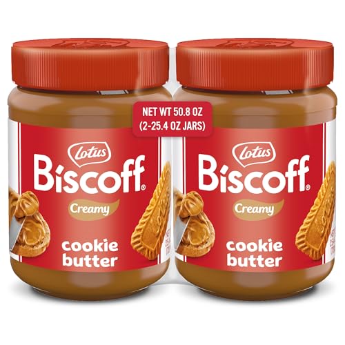 Lotus Biscoff, Cookie Butter Spread, Creamy, non GMO + Vegan, 25.4 oz (Pack of 2) - Creamy - 25.4oz (Pack of 2)