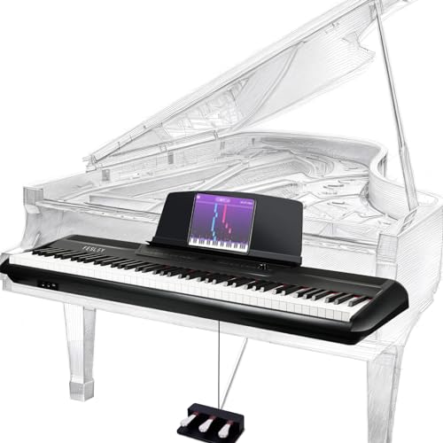 Fesley Stage Digital Pianos with 88 Key Full Size Weighted Keyboard: French Dream Audio Source, Portable Electronic Keyboards with Dual 20W Stereo Speakers & 3-Pedal,Support Bluetooth, MIDI Connection - Black