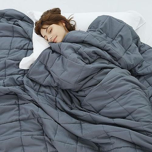 Weighted Idea Weighted Blanket for Adults (Dark Grey,48"x72",15lbs) Cooling Breathable Heavy Blanket with Premium Glass Beads All-Season Soft Thick Blanket - Dark Grey - 48''x72'',15 lbs