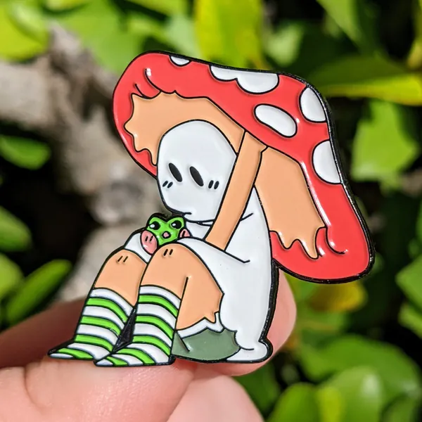 Mushroom Ghost Enamel Pin 1.5in
