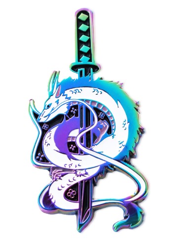 Haku Dragon Samurai Katana Ghibli Enamel Pin Japanese Fashion Accessory for Lapels - anodized soft enamel