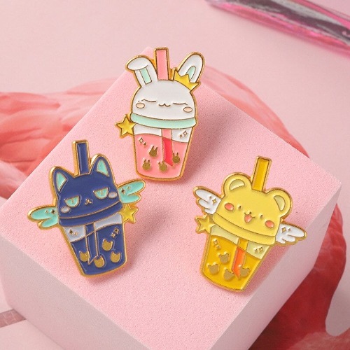 Magical Animal Boba Enamel Pins - Set of all 3 (Save $$)