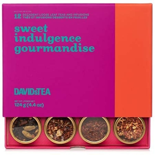 DAVIDsTEA Sweet Indulgence Tea Sampler, Dessert Loose Leaf Tea Giftset, Assortment of 12 Decadent Teas, 124 Grams / 4.4 Ounces - Sweet Indulgence Tea Sampler