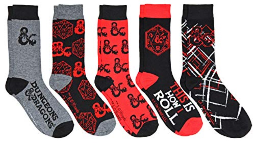 Hyp Dungeons and Dragons D&D This Is How I Roll Men's Crew Socks 5 Pair Pack - 6-12 - Multi