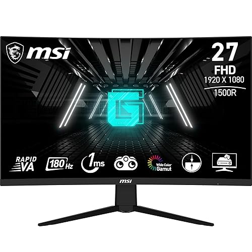 MSI G27C4 E3 Monitor Curvo Gaming 27 Pulgadas FHD, 1500R 1920 x 1080 Rapid VA Panel, 180Hz / 1ms, Adaptive-Sync, DP 1.2a, HDMI 2.0b CEC, Negro - FHD | Curve - 27" - 180 Hz