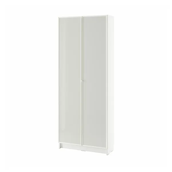 BILLY / HÖGBO Bookcase w glass doors - white 31 1/2x11 3/4x79 1/2 "