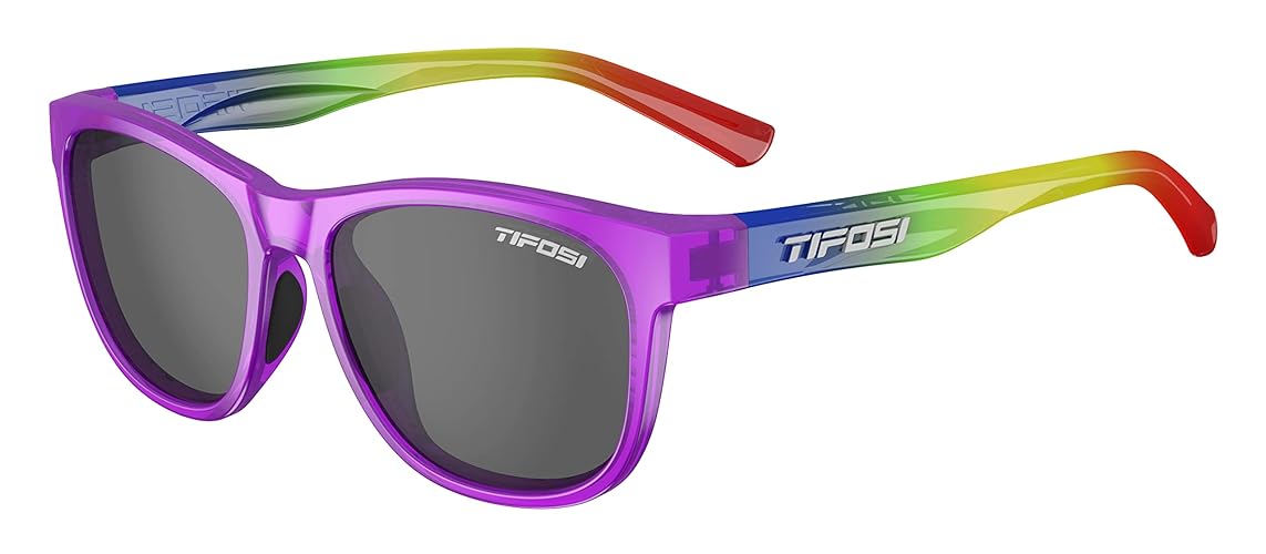 Swank Sport Sunglasses - Tangle Free - Ideal For Cycling, Golf, Hiking, Pickleball, Running and Great Lifestyle Look - Rainbow Shine/Smoke Lens