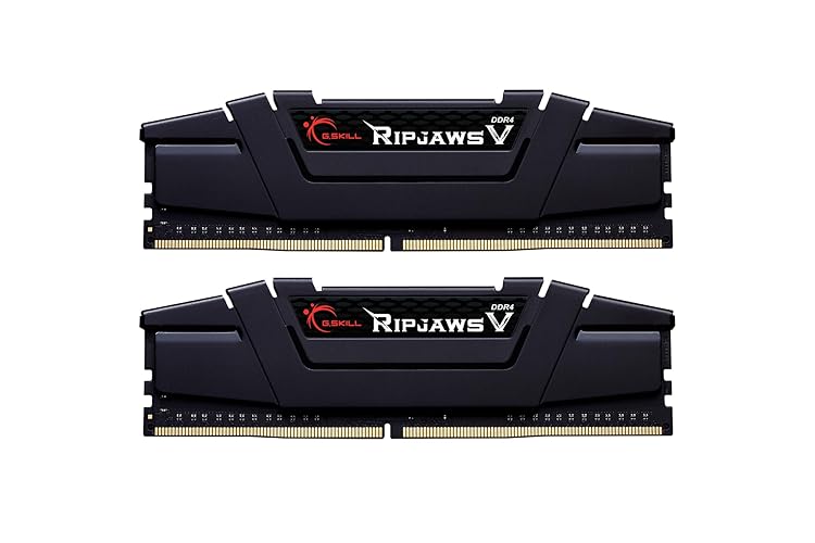 G.SKILL Ripjaws V Series (Intel XMP) DDR4 RAM 32GB (2x16GB) 3200MT/s CL16-18-18-38 1.35V Desktop Computer Memory UDIMM - Black (F4-3200C16D-32GVK) - 32GB (2x16GB) - DDR4 3200 - black - black