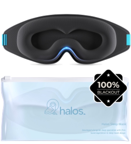 100% Blackout Sleep Masks for Women & Men - Sleeping Mask - Zero Eye Pressure Blackout Eye Mask for Sleeping - Our Halo Sleep Eye Mask Includes a Storage Pouch- Black Eye Mask for Travel or Blindfold