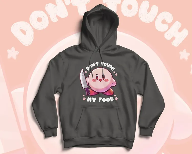 Kirby Knife hoodie or sweater - Don't touch my food - Poyo - Cute but psycho - Kawaii pink - Dreamland - foodie - always hungry sweatshirt