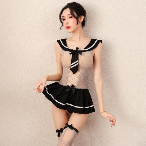 Seductive Schoolgirl Roleplay Costume. - Black / L