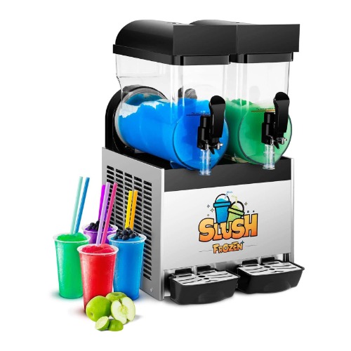 Royal Catering Slush Machine 2 X 15 Liter 230V Slush Puppie Maker Perfecte Slushie Frozen Drink RCSL 2/15 (770W, Ledverlichting, BPA Vrij tot -3°C )