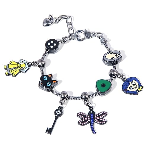Coraline Charms Bracelet Key Seeing Stone Necklace - Halloween Costume Jewelry Gift for Women Men and Fans - Coraline Charm Bracelet