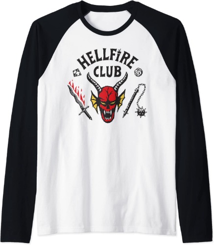 Stranger Things 4 Hellfire Club Logo Raglan Baseball Tee