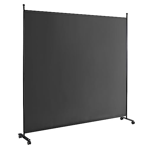 COSTWAY 1 Panel Room Divider, Wide Rolling Wall Privacy Screen Protector with Lockable Wheels, Freestanding Paravent Partition Separator for Living Room, Bedroom and Office, 184 x 184cm (Grey) - Gray