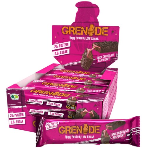 Grenade High Protein and Low Carb Bar, 12 x 60 g - Dark Chocolate Raspberry