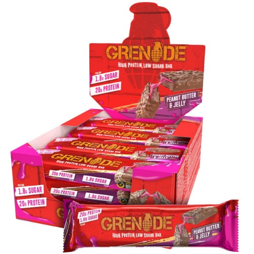 Grenade High Protein and Low Carb Bar, 12 x 60 g - Peanut Butter & Jelly