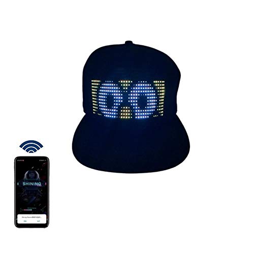Multi-Language Bluetooth LED Smart Cap, Customized Bluetooth Hat Mobile APP Control Editing LED Display Hat Led Lamp Word (Text, Music, Image, Drawing) for Party Club Christmas Halloween