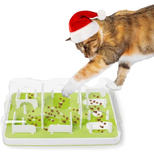 ALL FOR PAWS Interactive Cat Puzzle Feeder, Treat Dispenser Cat Toy Cat Brain Stimulation Toys Slow Feeder Cat Enrichment Toys for Indoor Cats - Classic