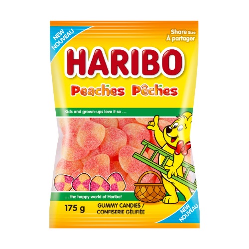 Haribo Peaches Gummy Candy, Fruity Peach Flavour, No Artificial Colours - 175g Bag - Peaches