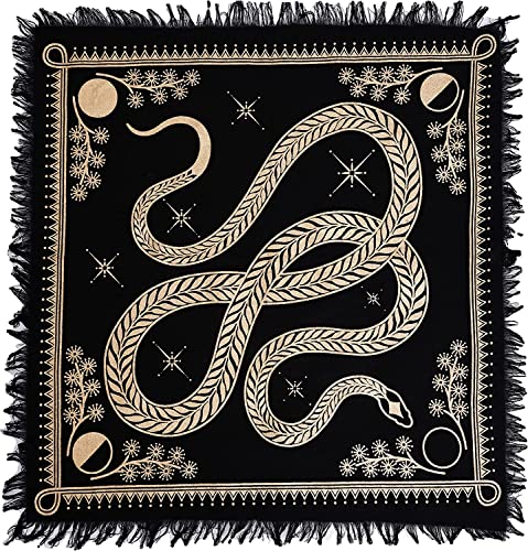 ASAV Tarot Altar Cloth Golden Snake Dragon Table Napkin Cloth Witchery Supplies Home Decor Wall Art Spiritual Witchcraft Square (18x18 Inches (46x46 Cm)) - 18x18 Inches (46x46 Cm)