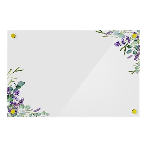 Acrylic Dry Erase Board for Wall with Stylish Border - Shipped Next Day, Made in USA, Non-Magnetic Whiteboard, Wall Mounted Board, Easy to Clean (White - 11x14) - 11"x14" - Lavendar - White