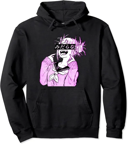 Waifu Anime Neko | Vaporwave | Glitch Manga Girl Pullover Hoodie