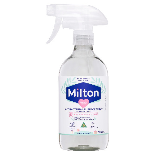 Milton Antibacterial Surface Spray Household Grade Disinfectant Kills 99.9 Percentage of Germs 100 Percentage Plant-Based Acitve ingredient Safe around Baby Australian Made 500ml