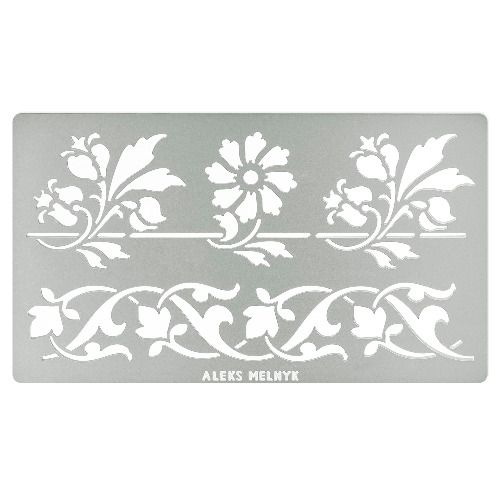 Aleks Melnyk No.260 Metal Stencil, Swirls, Ornaments, Flowers Vine, Patterns, Border, Small Stencil, 1 PC, Template for Wood Burning, Engraving, Crafting, Scrapbook, Art, Ornate