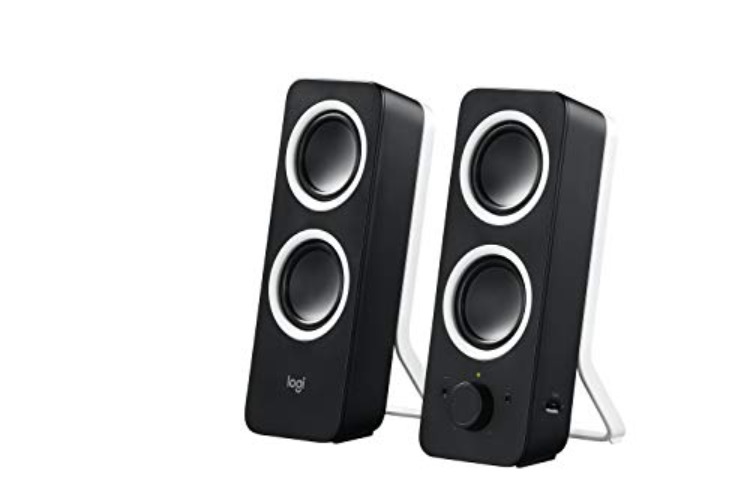 Logitech Z200 PC Speakers, Stereo Sound, 10 Watts Peak Power, 2 x 3.5mm Inputs, Headphone Jack, Adjustable Bass, Volume Controls, PC/TV/Smartphone/Tablet - Midnight Black