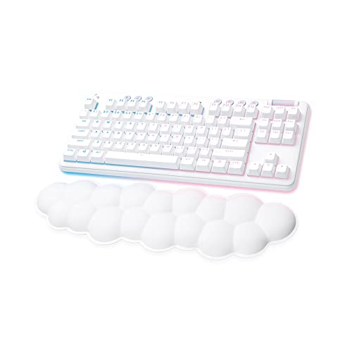 Logitech G715 Wireless Mechanical Gaming Keyboard with LIGHTSYNC RGB Lighting, Lightspeed, Tactile Switches (GX Brown), and Keyboard Palm Rest, PC and Mac Compatible, White Mist - Wireless - Tactile - Keyboard