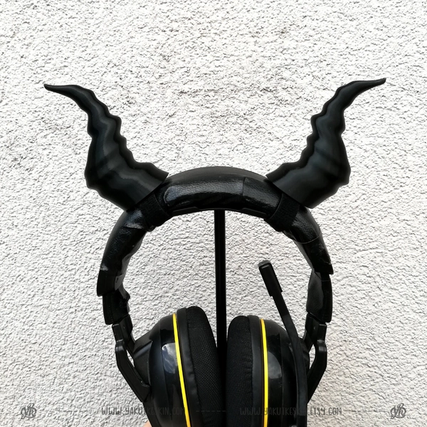 Gothic DEMON HORNS for Headphones, Dragon horns, devil horns goth gamer Cosplay Headset Accessories, Streaming Prop, gaming streamer gifts