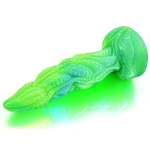 8.1in Luminous Realistic Monster Strap on Dildo Fantasy Alien Big Sex Toys for Women & Men, Ribbed Silicone Dragon Anal Dildos Flexible Wolf Cock with Curved Shaft Adult Sex Toy for G Spot & Anal Play