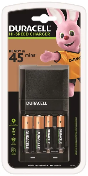 Duracell CEF27 45 minutes Battery Charger with 2 AA and 2 AAA