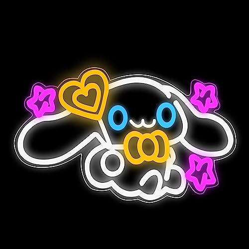 Cinnamoroll Neon Sign for Bedroom, Anime Neon Sign Cute & Kawaii, Led Neon Light Sign, LED Wall Sign for Birthday Decoration, Gifts, Room Decor, Kids, Teen Girls, Dorm, Backdrop, gaming, 16×9inch - colorful