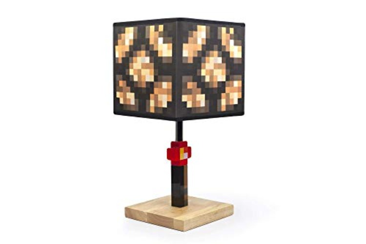 Minecraft Glowstone 14 Inch Corded Desk LED Night Light - Decorative, Fun, Safe & Awesome Bedside Mood Lamp Toy for Baby, Boys, Teen, Adults & Gamers - Best for Home's Bedroom, Living Room Or Office