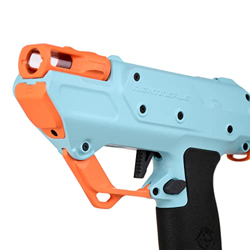 WORKER Nightingale Blaster, Semi-Auto Flywheel Half Dart Blaster Pistol Toy Free DIY (Batery Not Included) Blue - Orange Blue