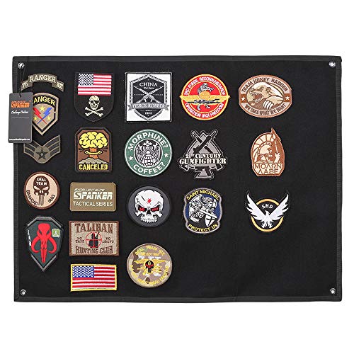 EXCELLENT ELITE SPANKER Tactical Patchs Display Board Foldable Military Patch Holder Panel (Black, Large) - Black - Large