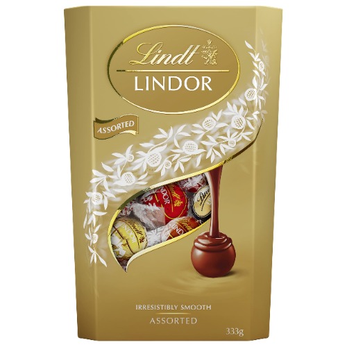 Lindt Lindor Assorted Chocolate Truffles Cornet- Approx. 27 Balls, 333g, Perfect for Sharing in a Moment of Bliss- an Assortment of Your Favourite Milk, Dark, White & Hazelnut Smooth Melting Lindor. - 333 g (Pack of 1)