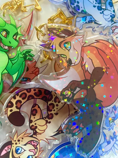 Acrylic Holographic Keychain - Cute Animals!