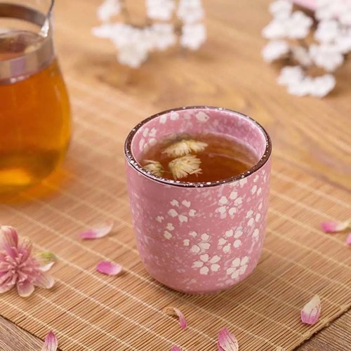 Cute Pink Cherry Blossoms Tea Ceramic Mug - Pink with White / <200ml