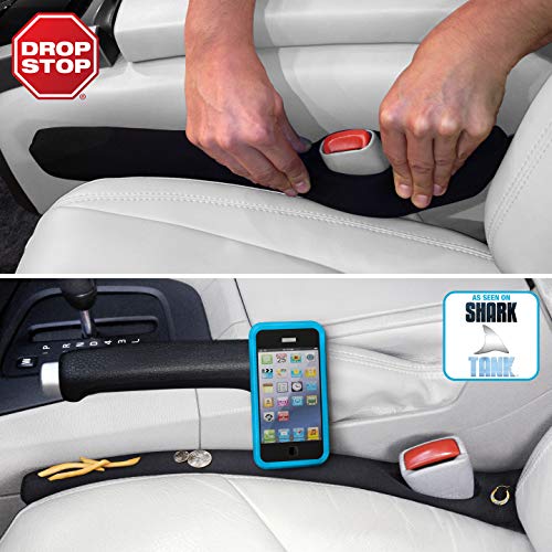 Drop Stop The Original Patented Car Seat Gap Filler (As Seen On Shark Tank) - Between Seats Organizer, Set of 2 and Slide Free Pad and Light