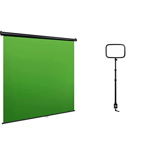 Elgato Green Screen MT - Wall-Mounted Retractable Chroma Key Backdrop & Key Light - Professional 2800 lumens Studio Light with Desk clamp